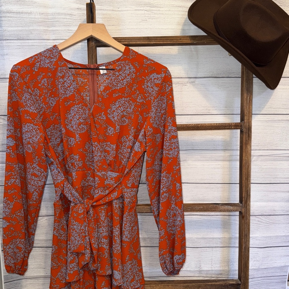 Floral Orange Romper Dress